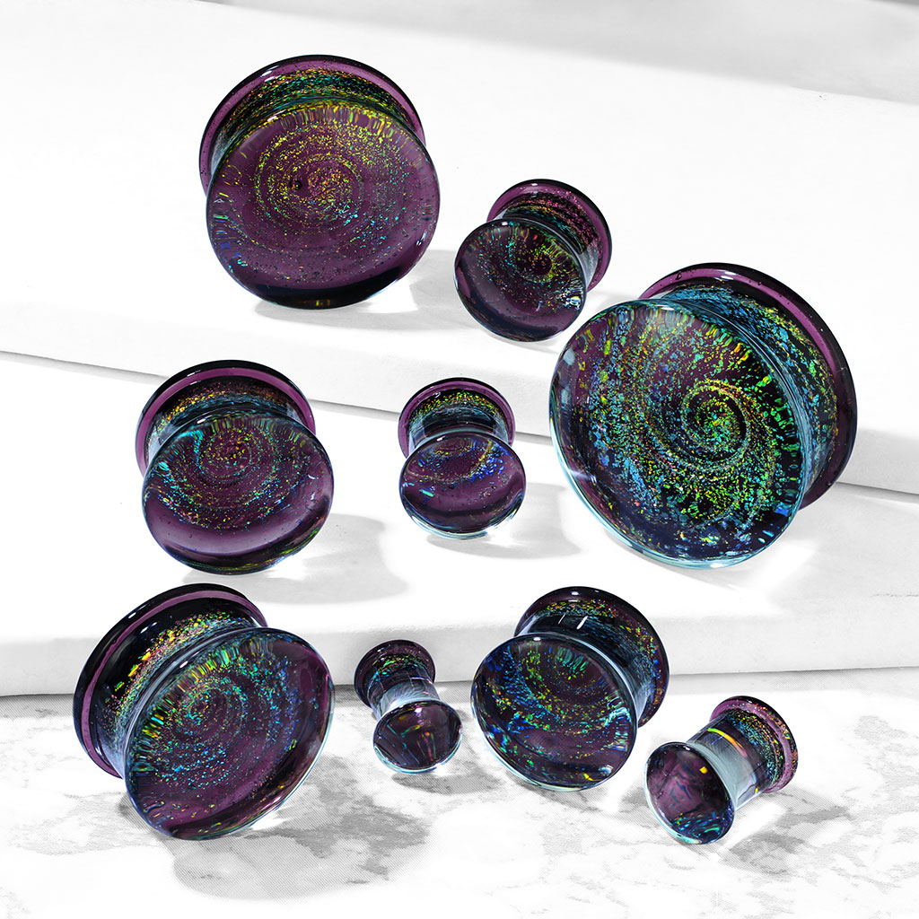 Pyrex glasplugg med lila galax