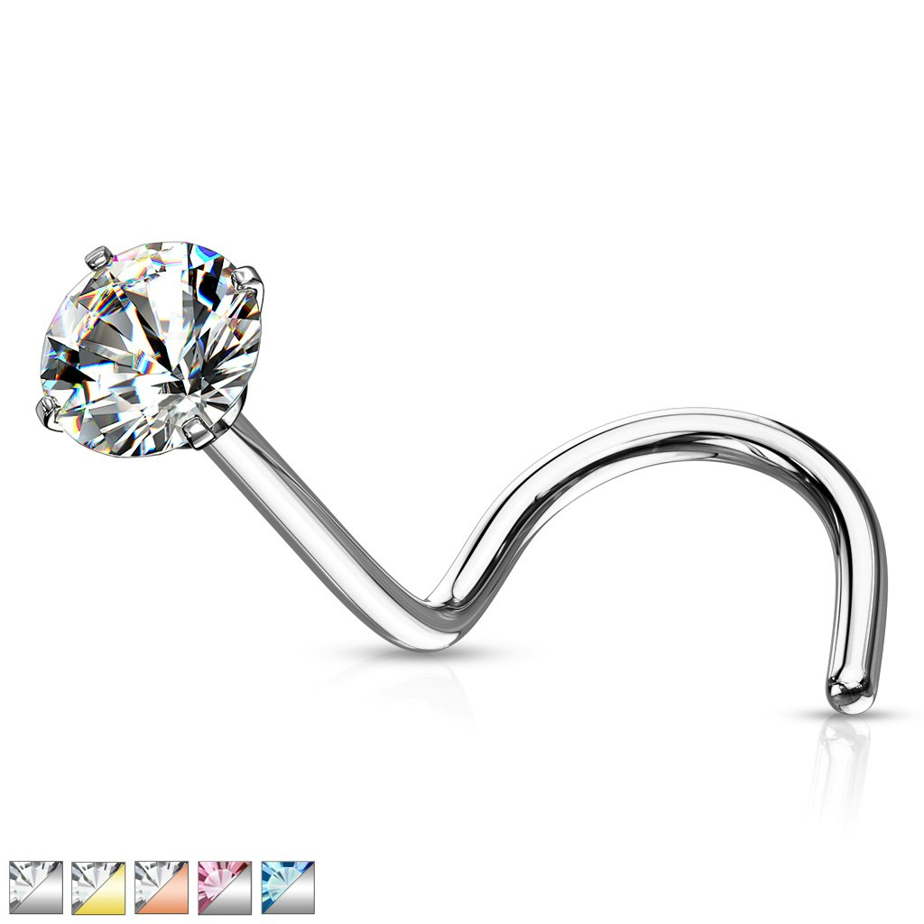 Nässmycke "Nose screw" 0.8mm med prong-set cubic zirconia