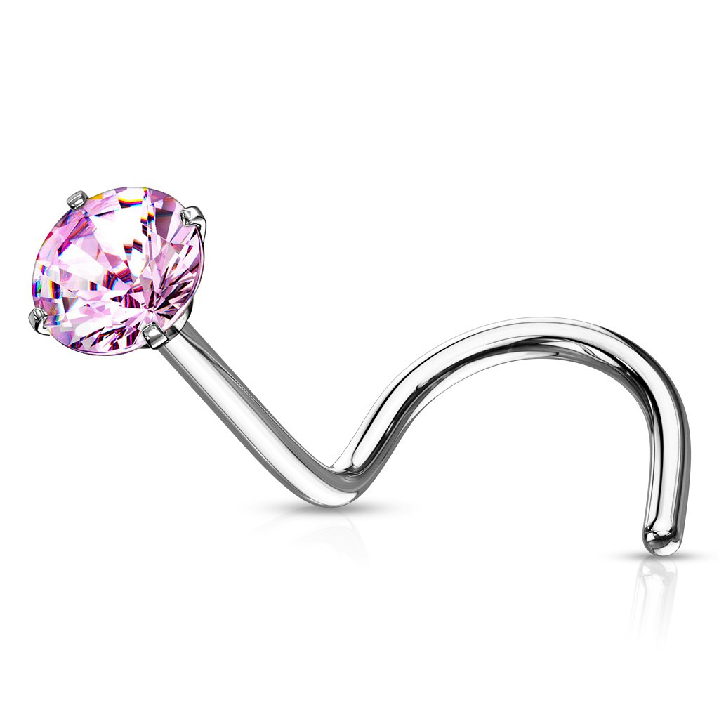 Nässmycke "Nose screw" 0.8mm med prong-set cubic zirconia