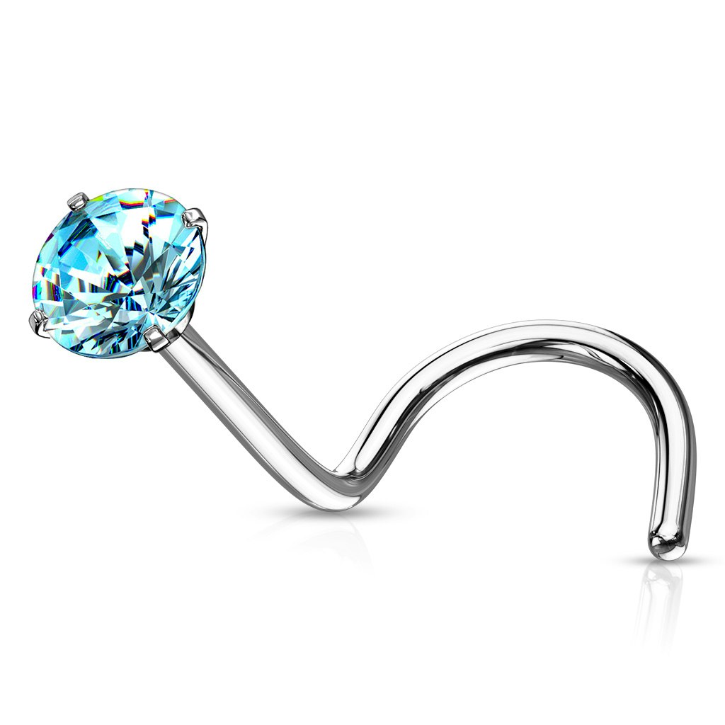 Nässmycke "Nose screw" 0.8mm med prong-set cubic zirconia