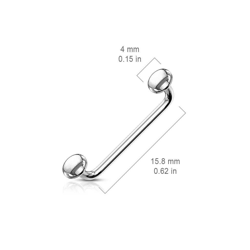 Barbell 1.2mm för surface piercing eller snake eye - 4mm platta kulor