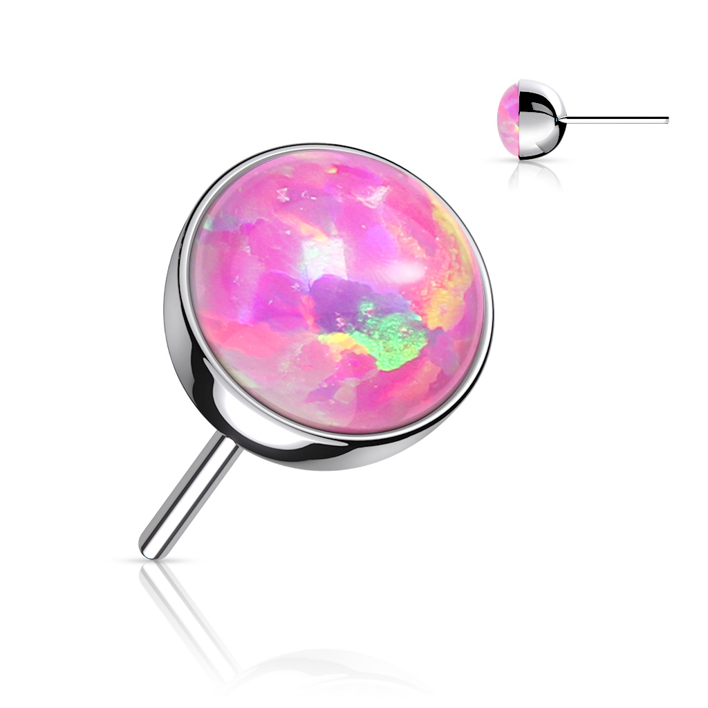 Threadless topp i titanium - Rund kula med opal