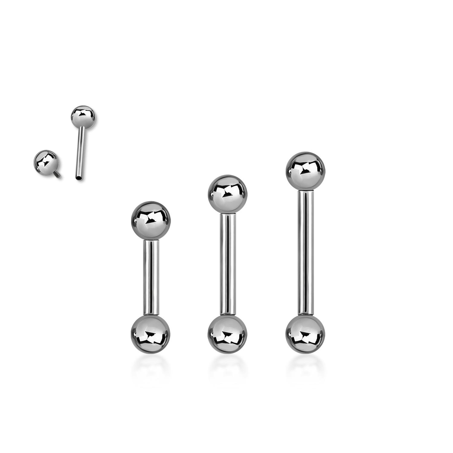 Steril titanium barbell invändigt gängad 1.6mm med 5mm kulor