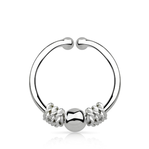 Fake septum i 925 silver - balinesisk tråd och kula design