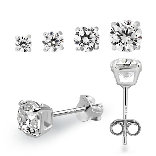 Örhänge / pins med prong-set cubic zirconia (par)