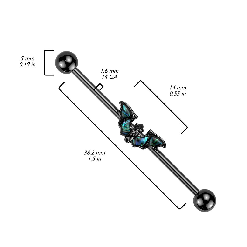 Industrial barbell med fladdermus och pärlemor