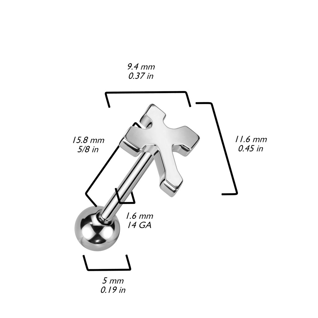 Barbell / Tungstav kirurgiskt stål med kors