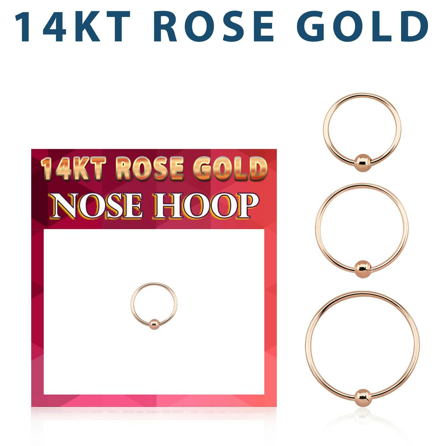 Näsring / nose hoop 0.6mm med kula äkta 14 karat roséguld