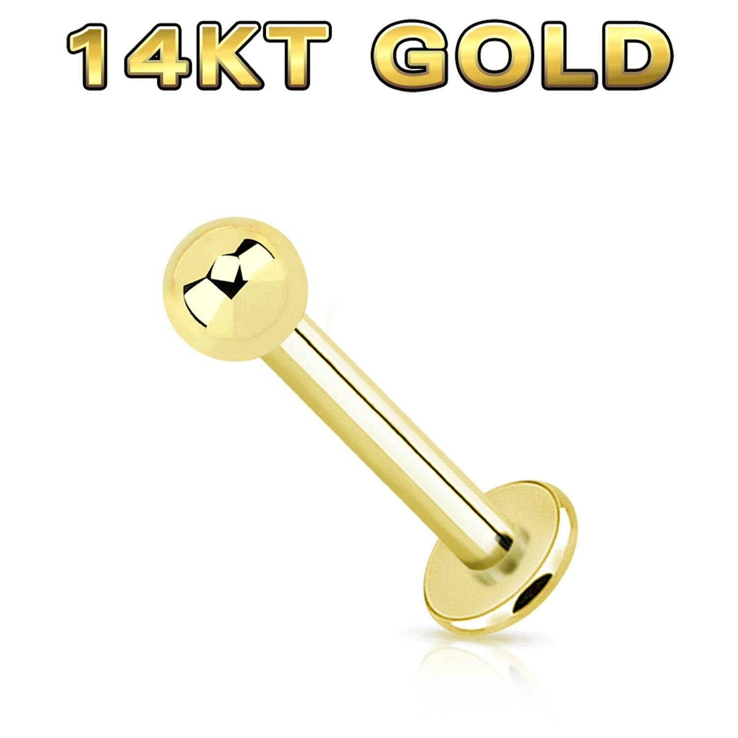 Labret 1.2mm med 2.5mm kula äkta 14 karat guld