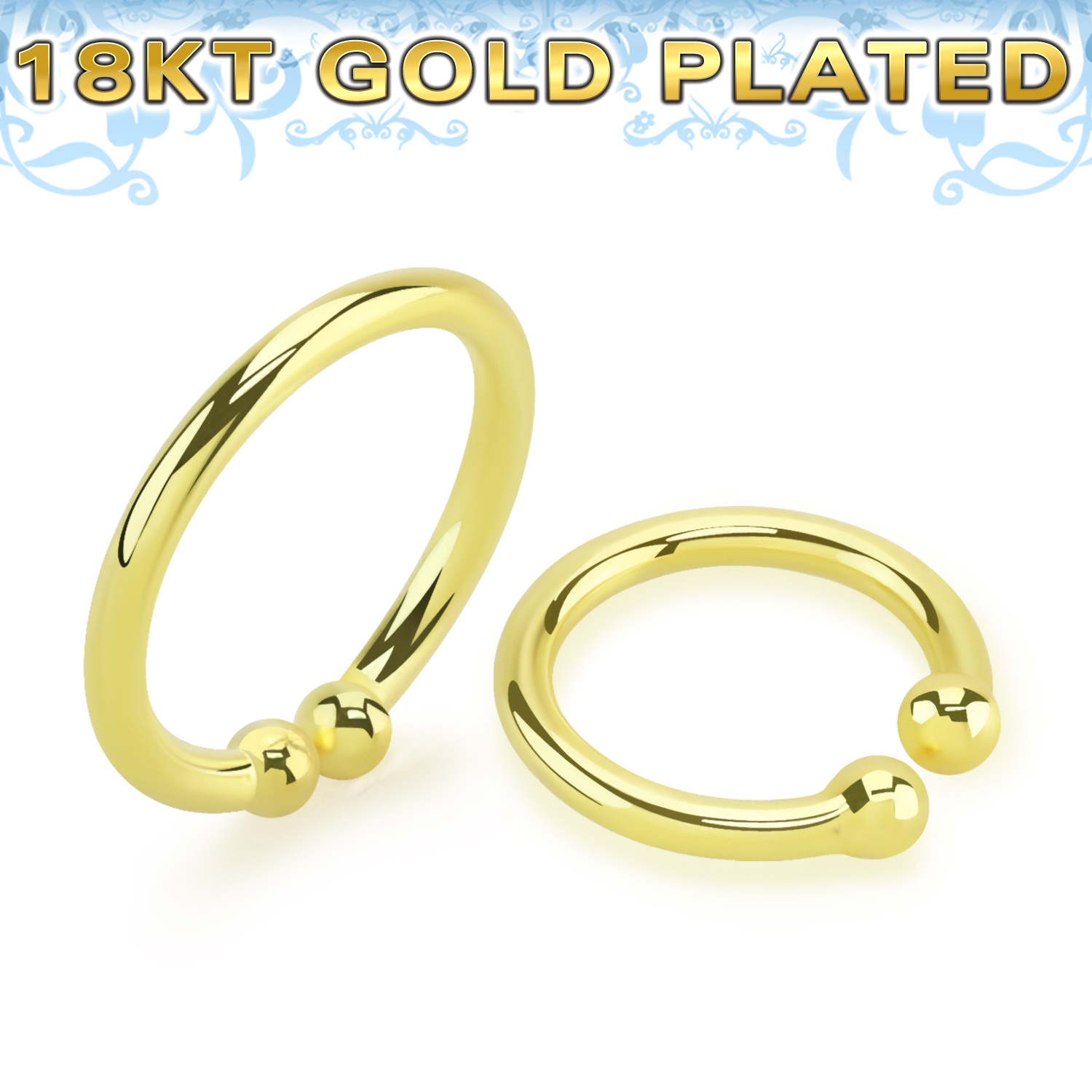 Fake ring / septum piercing i guldpläterad 925 silver