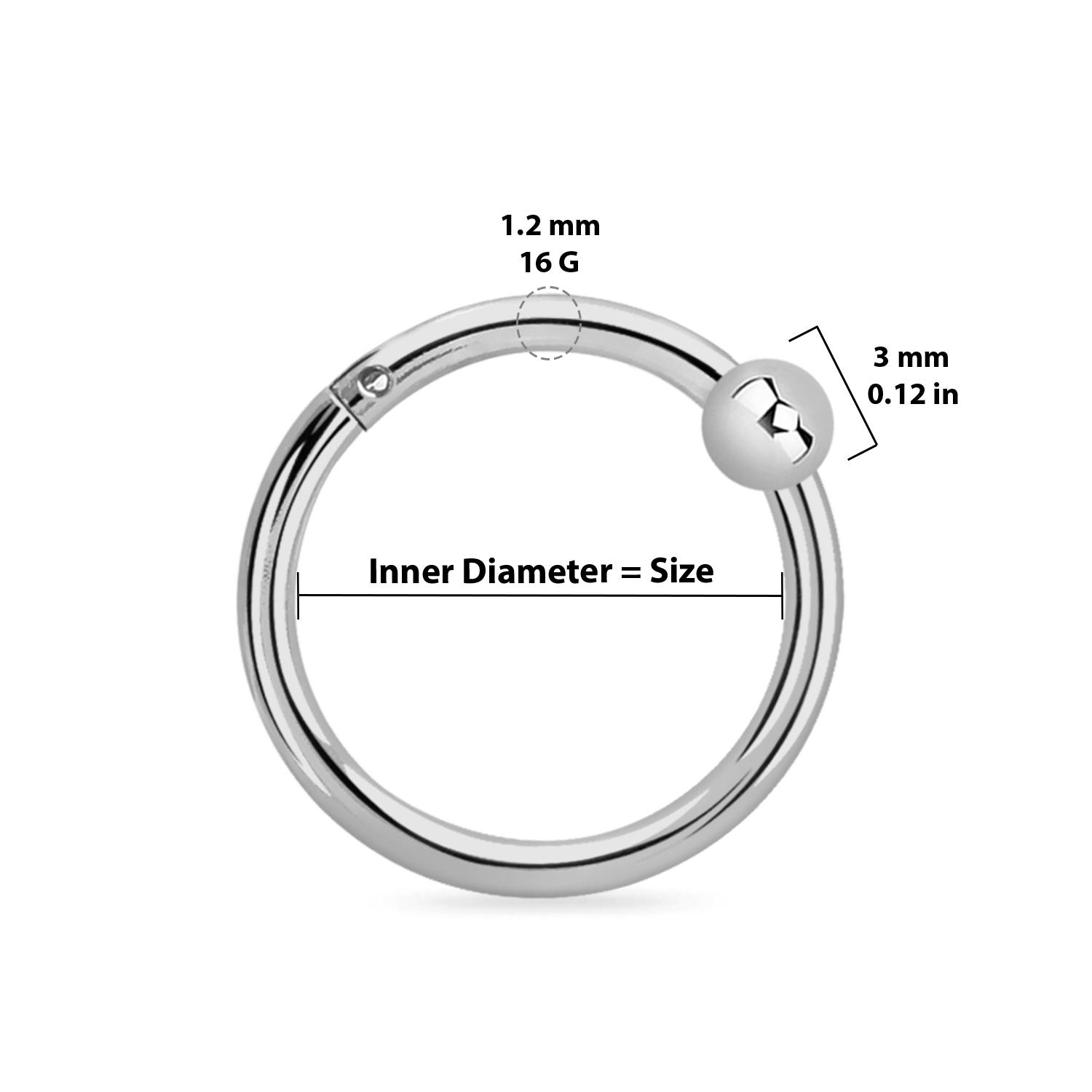 Titanium ring 1.2mm med gångjärn och 3mm kula