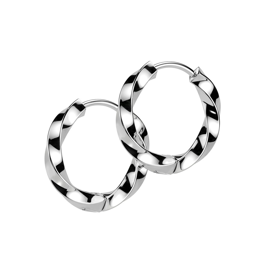 Örhänge / Hoop huggie i kirurgiskt stål - 2.5mm med twistad design (par)