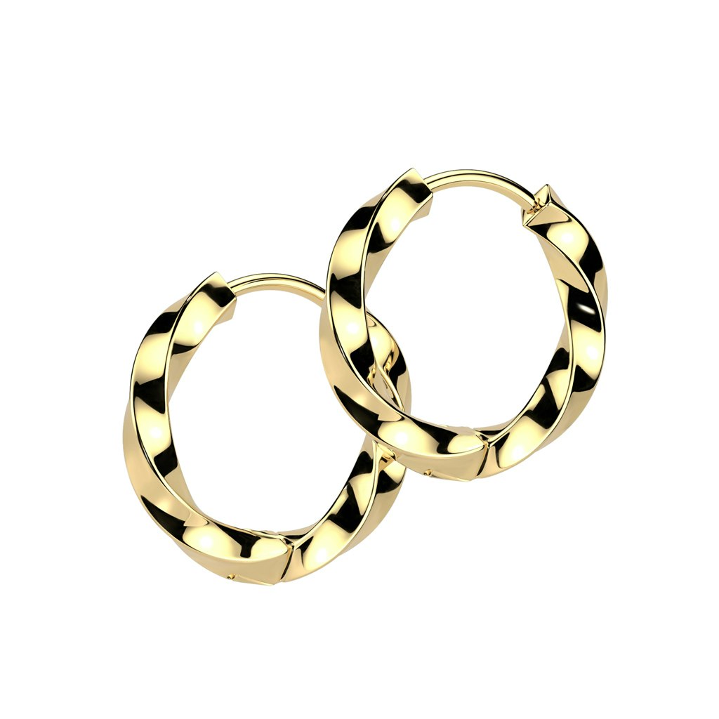 Örhänge / Hoop huggie i kirurgiskt stål - 2.5mm med twistad design (par)