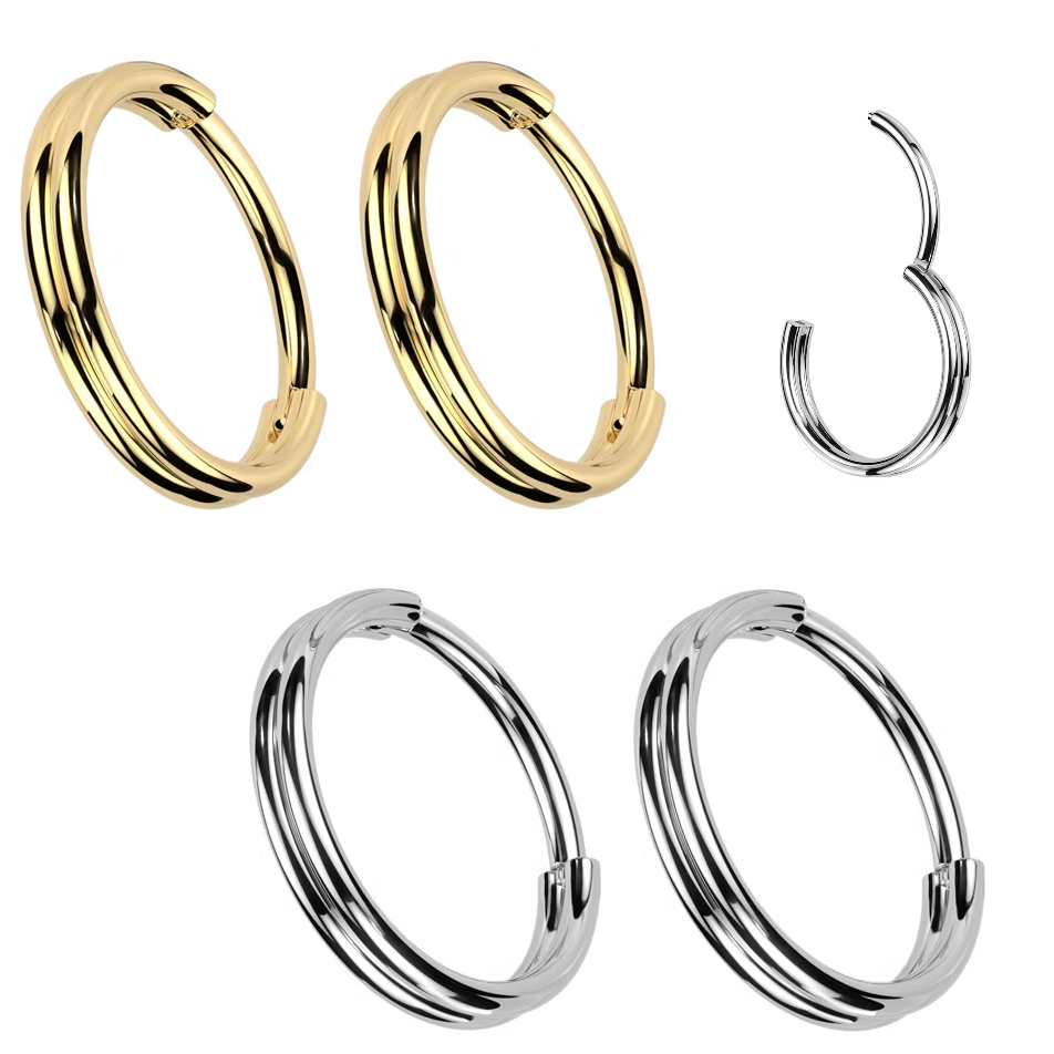 Örhänge i titanium 0.8mm med dubbel hoop design (par)