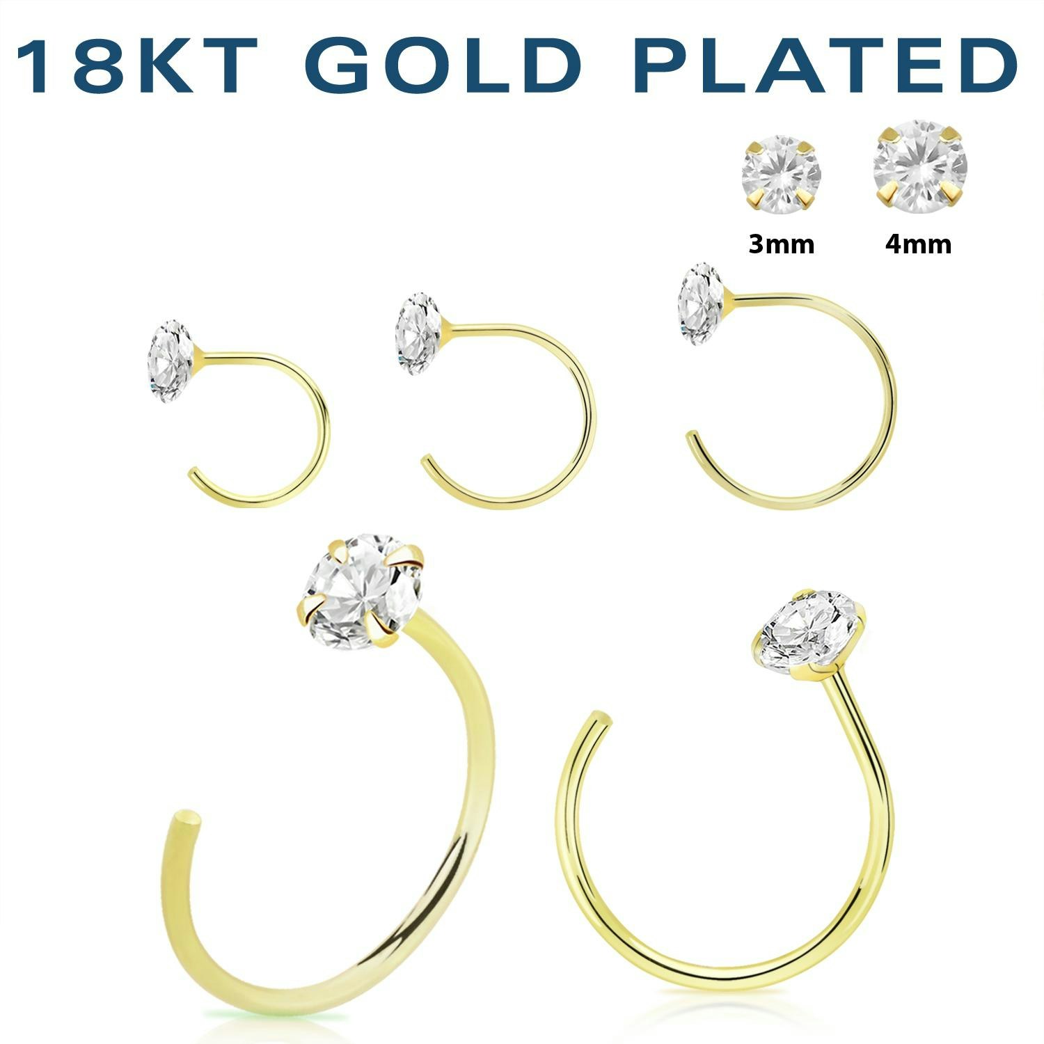 Örhänge / Hoop i guldpläterad 925 silver med kloinfattad cubic zirconia (par)