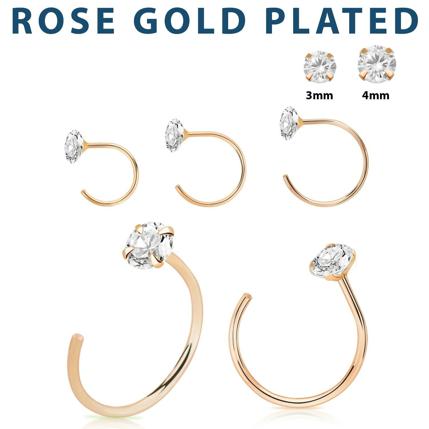 Örhänge / Hoop i roséguldpläterad 925 silver med kloinfattad cubic zirconia (par)