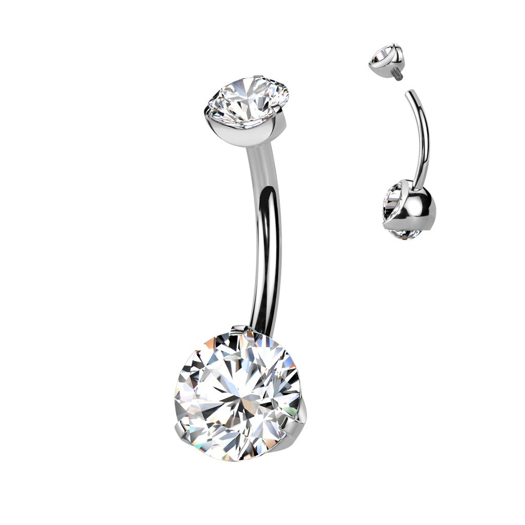 Titanium Navelsmycke - 5 & 8mm cubic zirconia