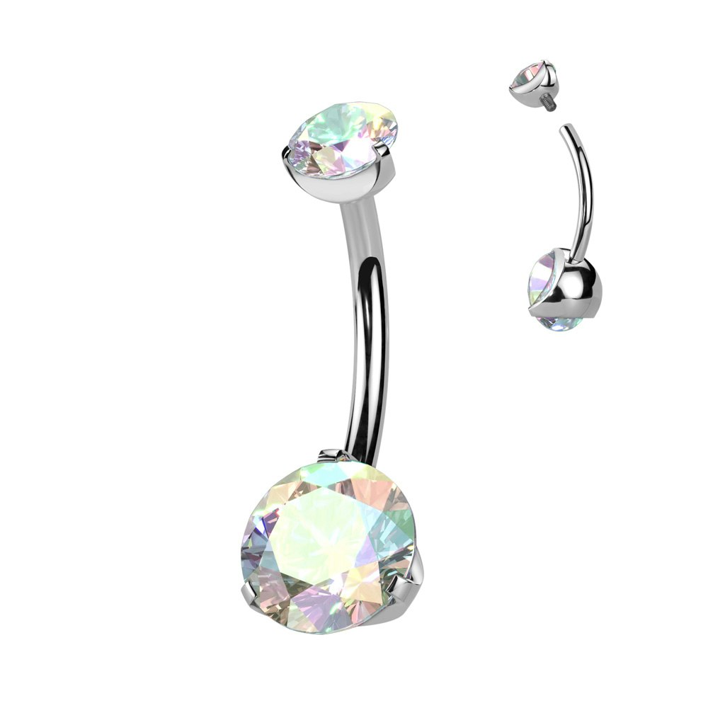Titanium Navelsmycke - 5 & 8mm cubic zirconia