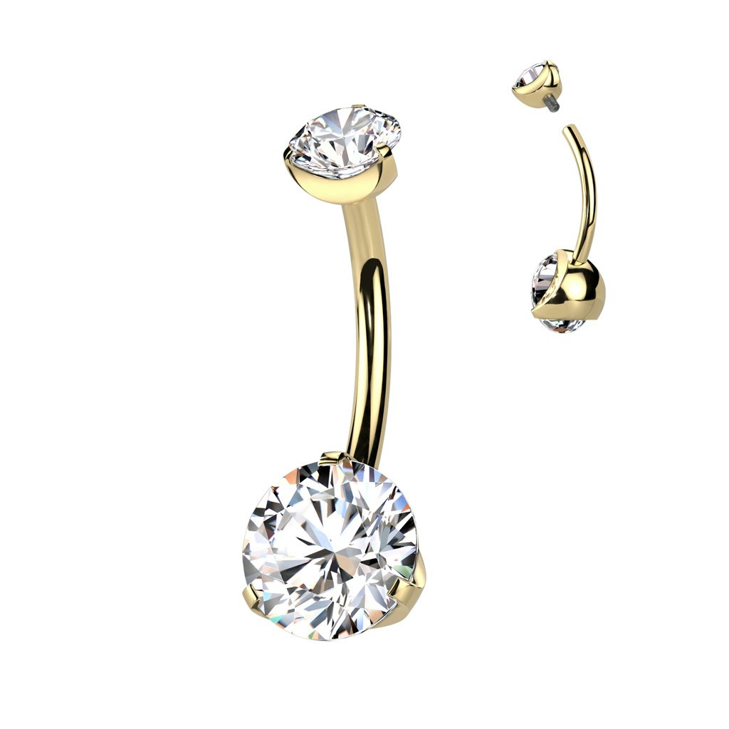 Titanium Navelsmycke - 5 & 8mm cubic zirconia