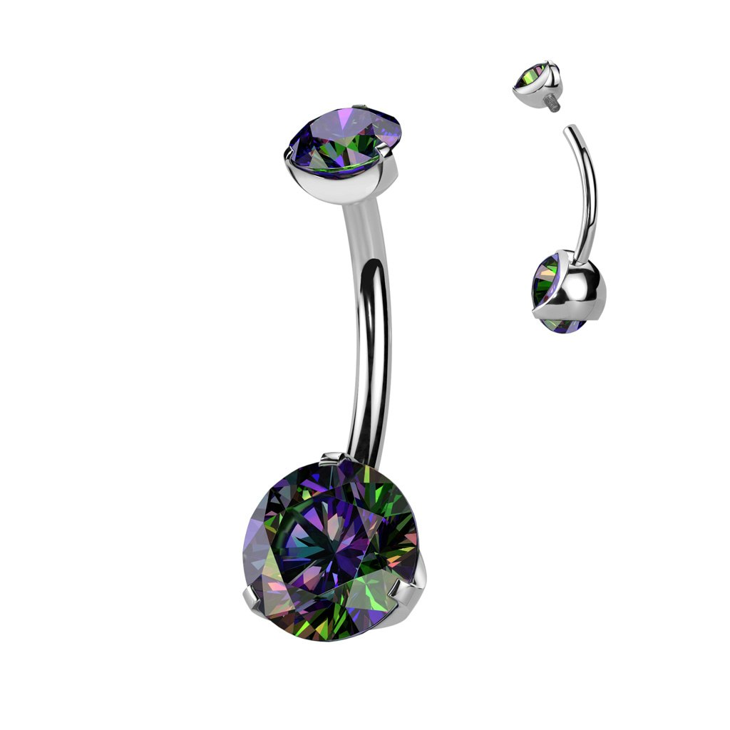 Titanium Navelsmycke - 5 & 8mm cubic zirconia