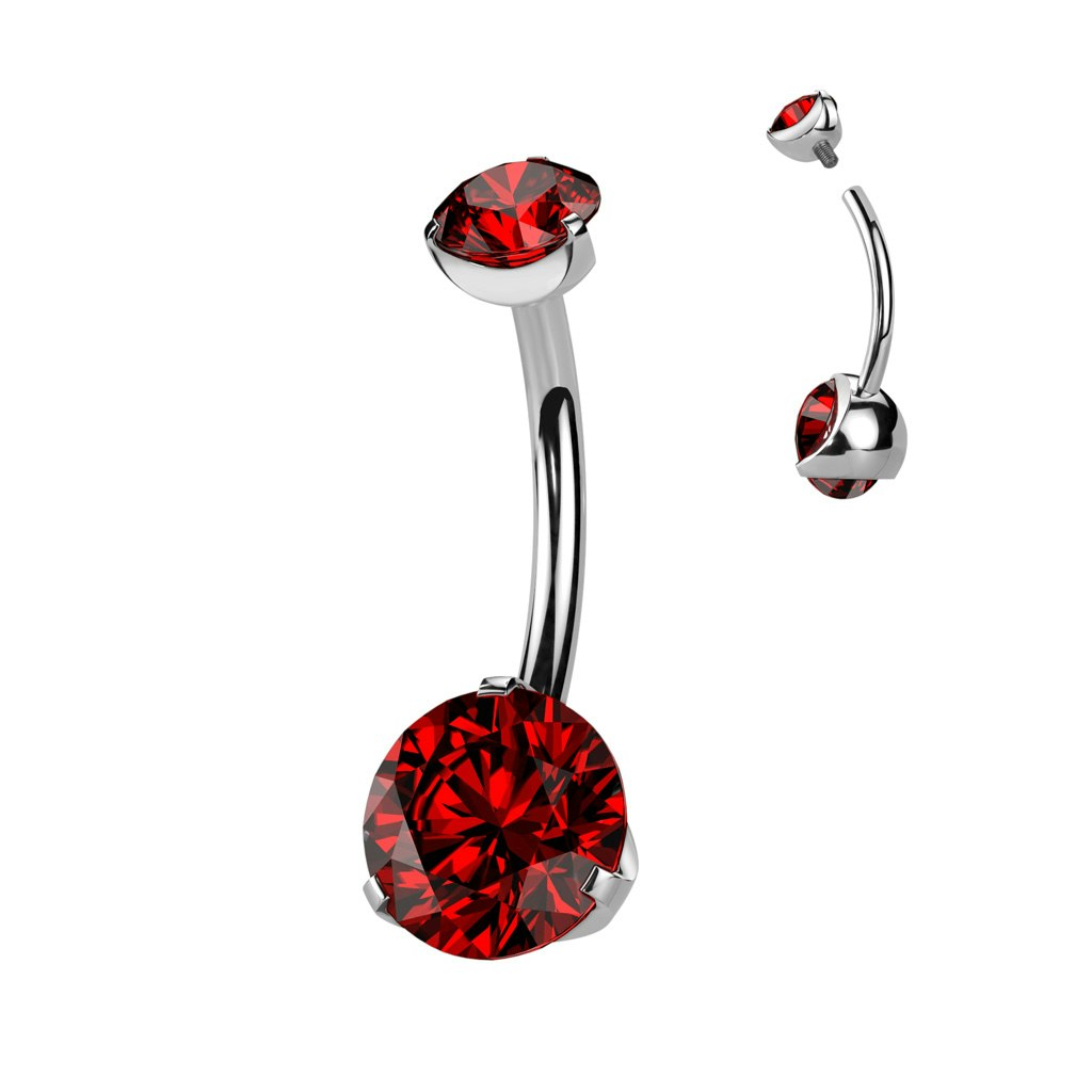 Titanium Navelsmycke - 5 & 8mm cubic zirconia