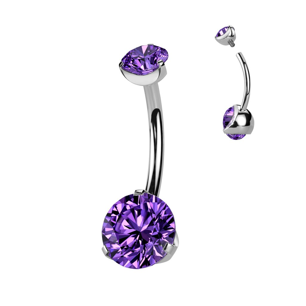 Titanium Navelsmycke - 5 & 8mm cubic zirconia