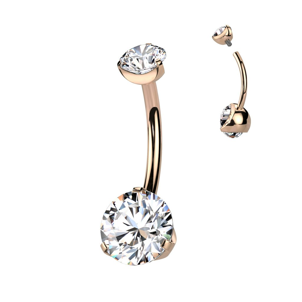 Titanium Navelsmycke - 5 & 8mm cubic zirconia