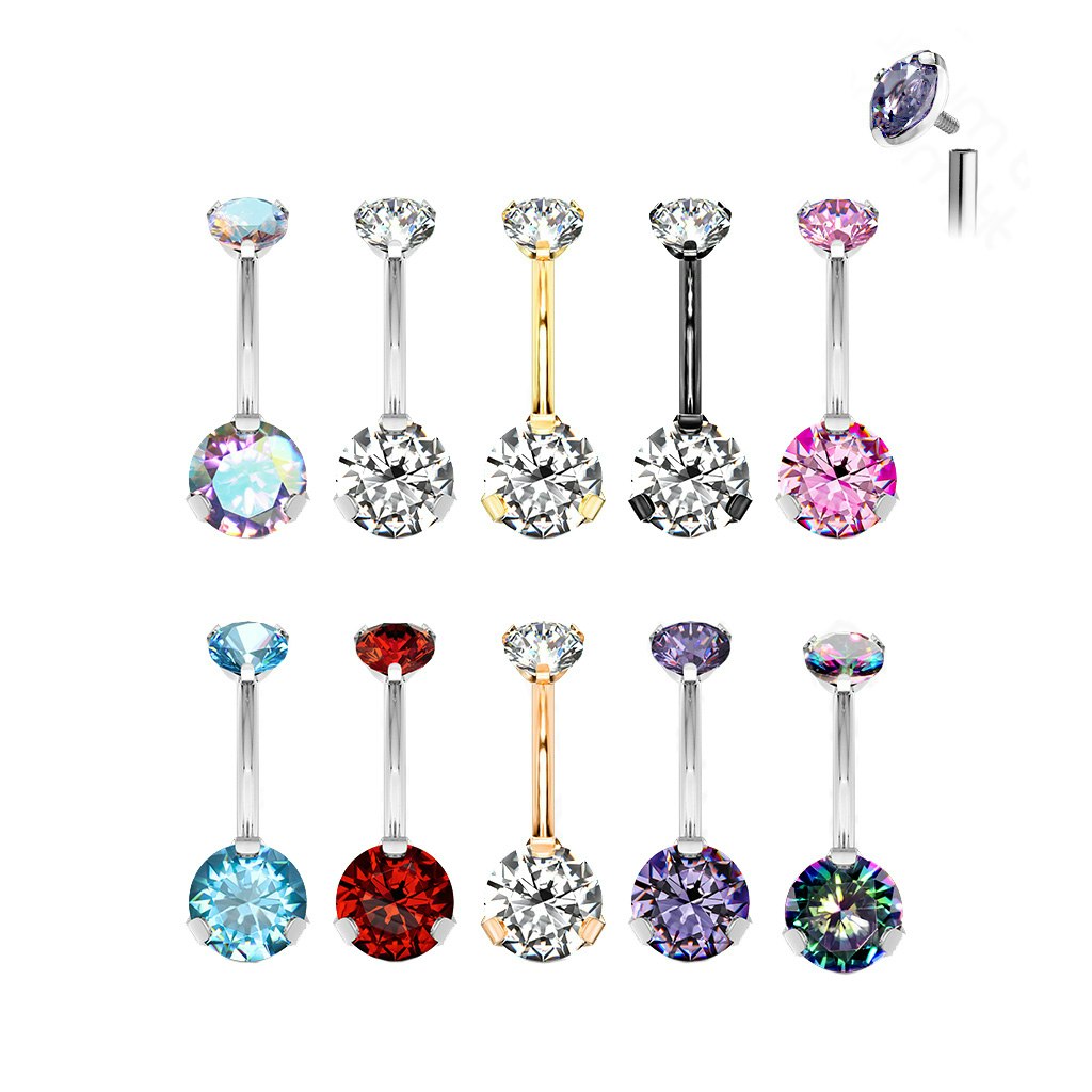 Titanium Navelsmycke - 5 & 8mm cubic zirconia