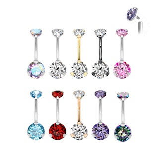 Titanium Navelsmycke - 5 & 8mm cubic zirconia