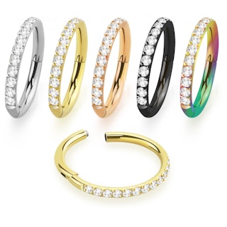 Titanium ring 1.2mm med gångjärn och CZ stenar på ytterkanten