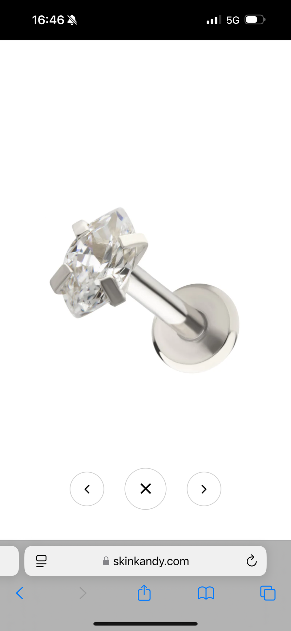 Labret i titanium 1.2mm med navettslipad 3x6mm CZ topp