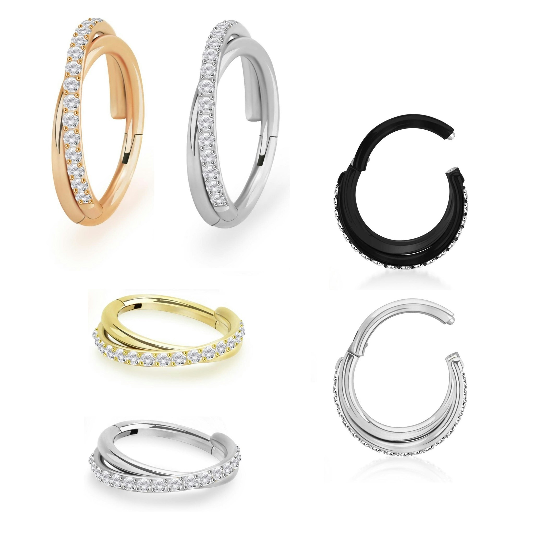 Segmentring i titanium 1.2mm med gångjärn och korsad front med CZ