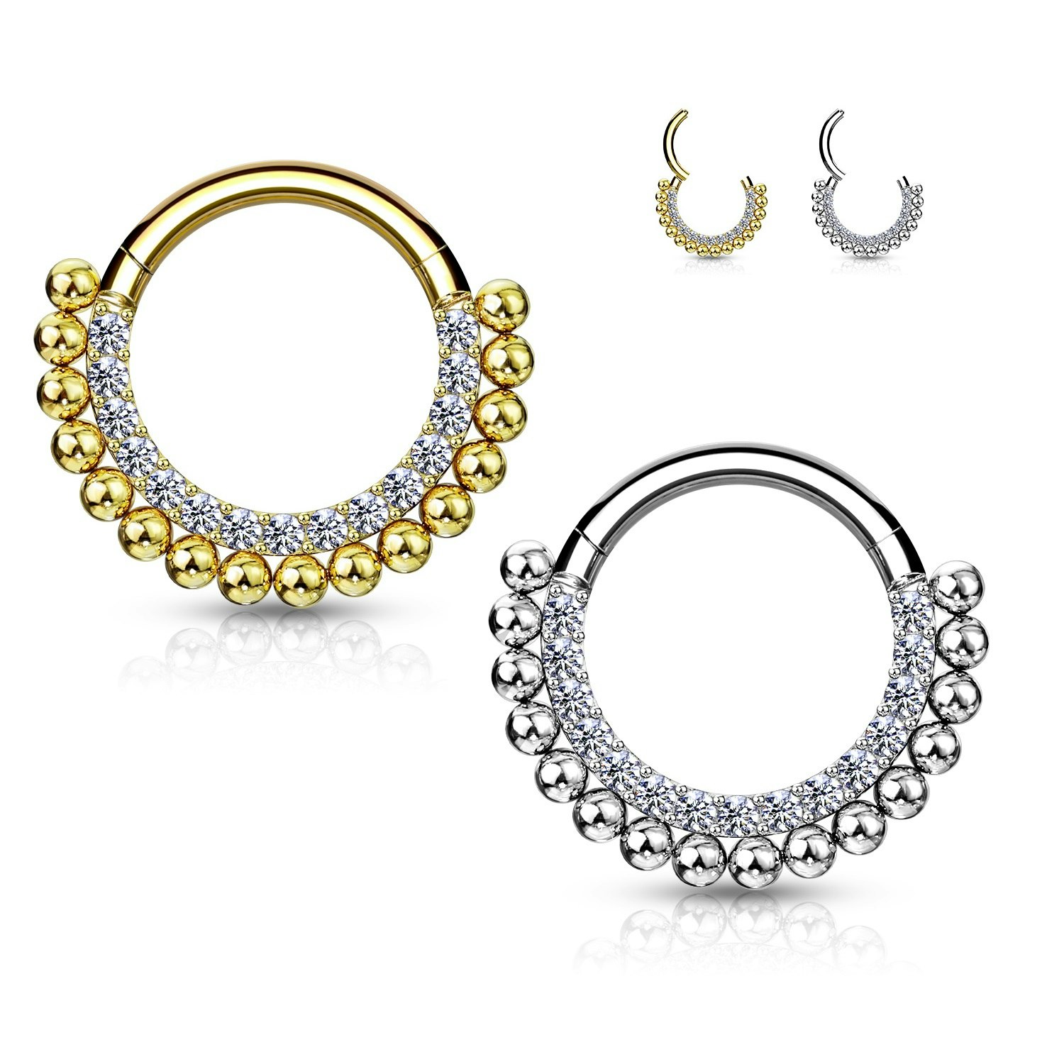 Segmentring i titanium med gångjärn 1.2mm med cubic zirconia och kulor