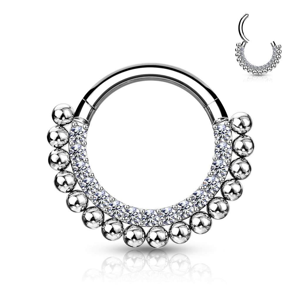 Segmentring i titanium med gångjärn 1.2mm med cubic zirconia och kulor