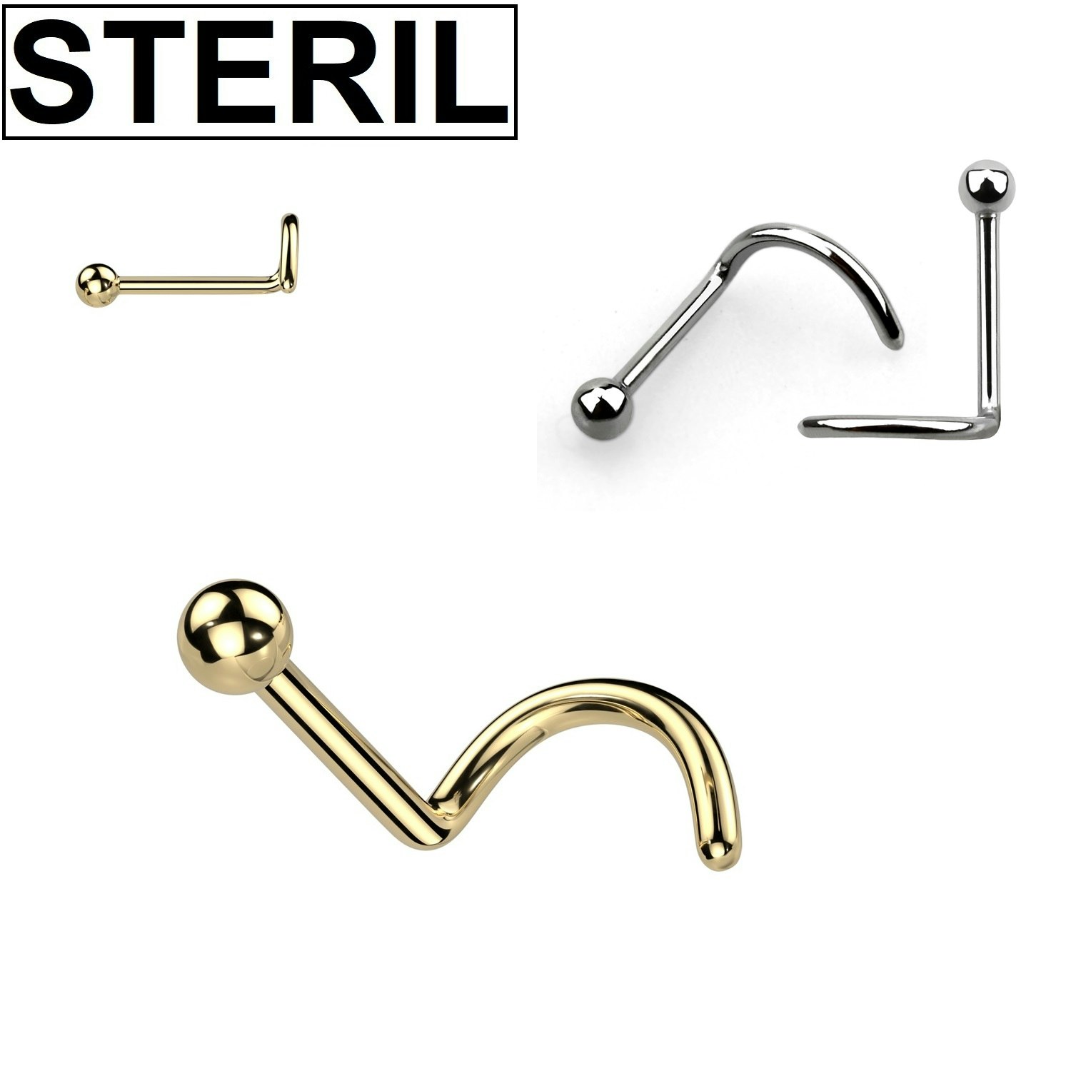 Steril titanium nässmycke "Nose Screw" med 2mm boll