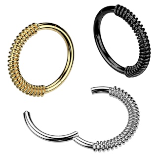 Segmentring clicker 1.2mm i kirurgiskt stål med spole / fjäder