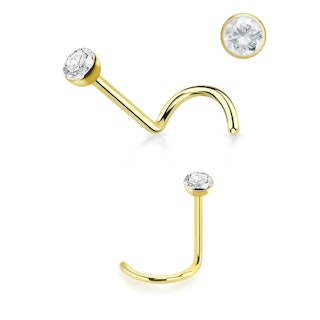 Nässmycke "Nässkruv" i äkta 14 karat guld med 2.5mm cubic zirconia