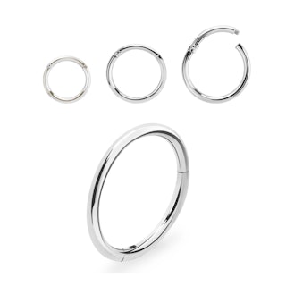 Clicker ring med gångjärn 1.0mm äkta 18 karat vitt guld