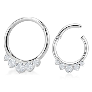 Segmentring i kirurgiskt stål med 5st cubic zirconia