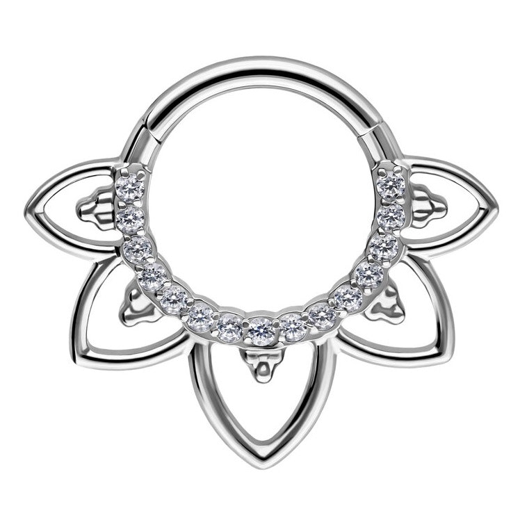 Titanium ring med gångjärn - Filigran clicker med CZ