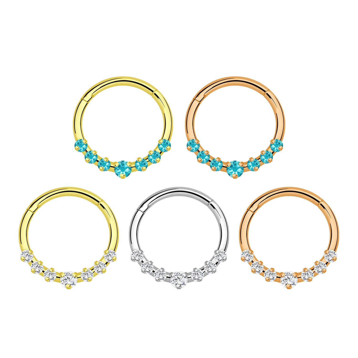 Segmentring 1.2mm i titanium med gångjärn och CZ crystals