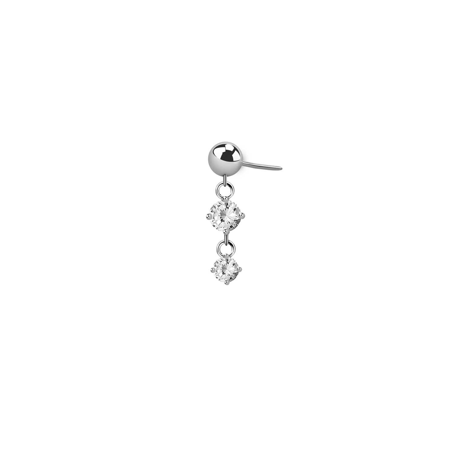 Threadless topp i titanium med 3mm kula och cubic zirconia i hänge
