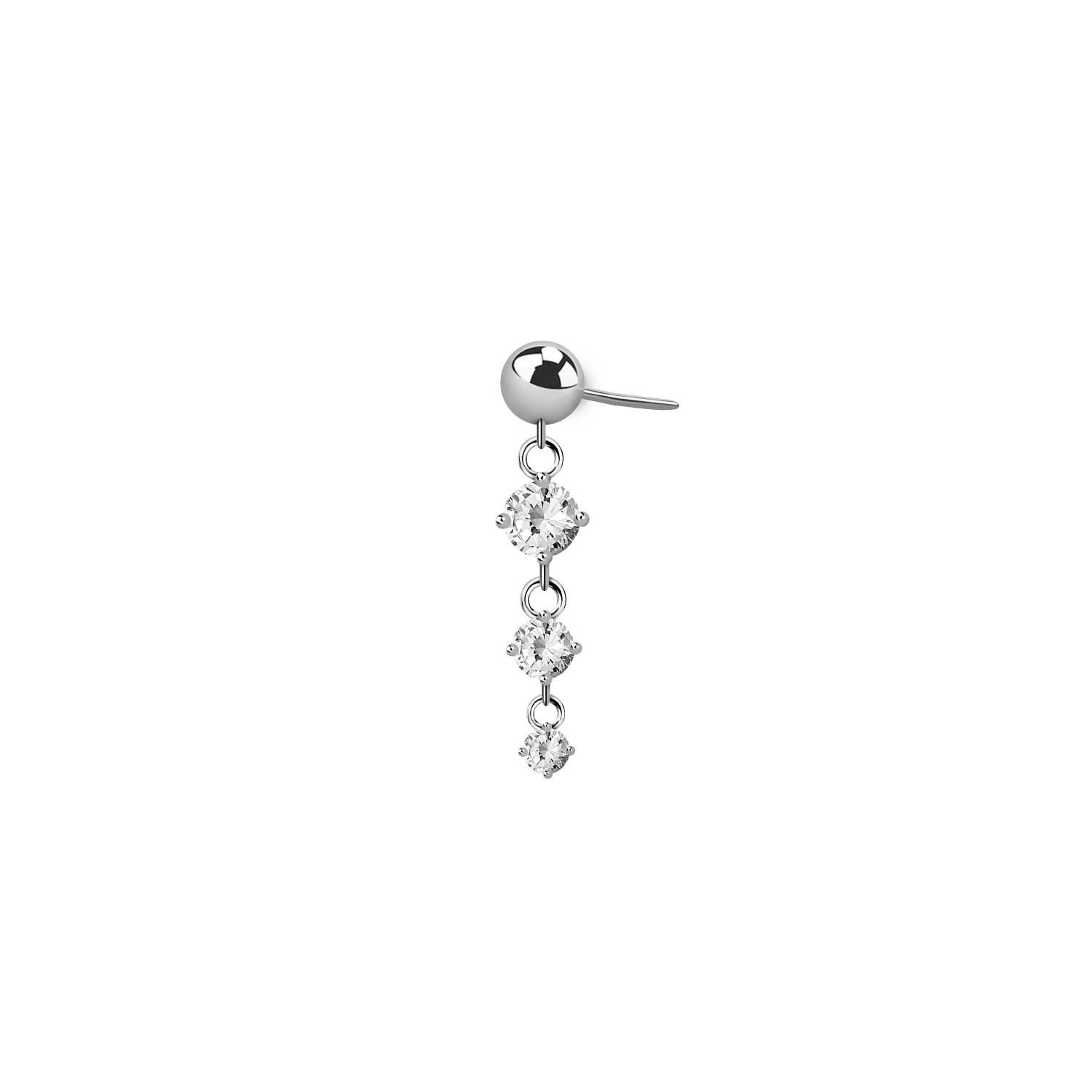 Threadless topp i titanium med 3mm kula och cubic zirconia i hänge