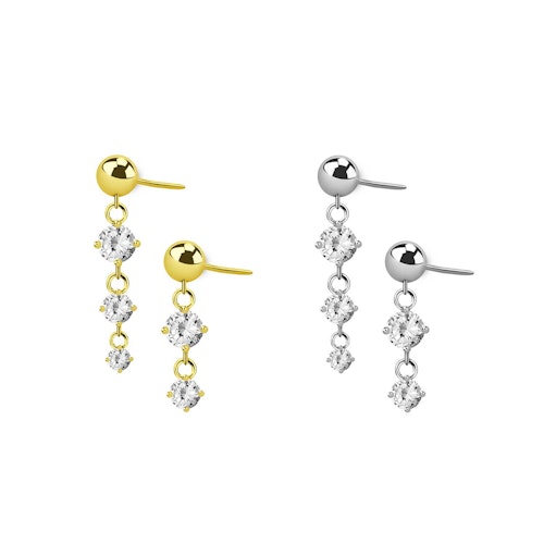 Threadless topp i titanium med 3mm kula och cubic zirconia i hänge