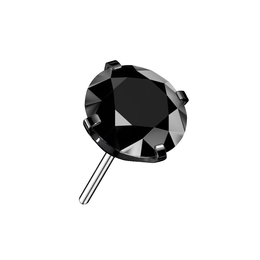 Threadless topp i titanium - Prong-set CZ