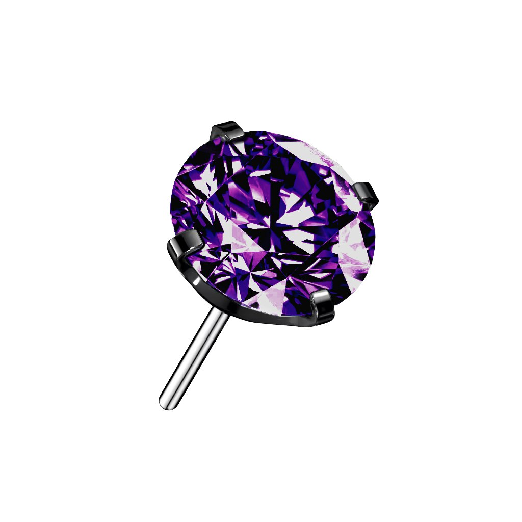 Threadless topp i titanium - Prong-set CZ