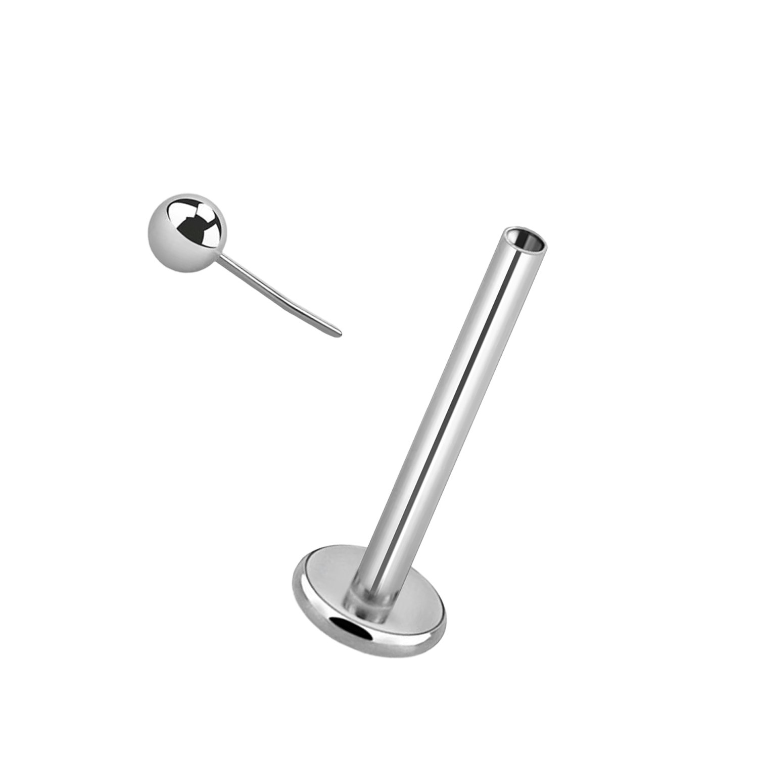 Steril threadless labret i titan 1.2mm med 4mm bas (lös del)