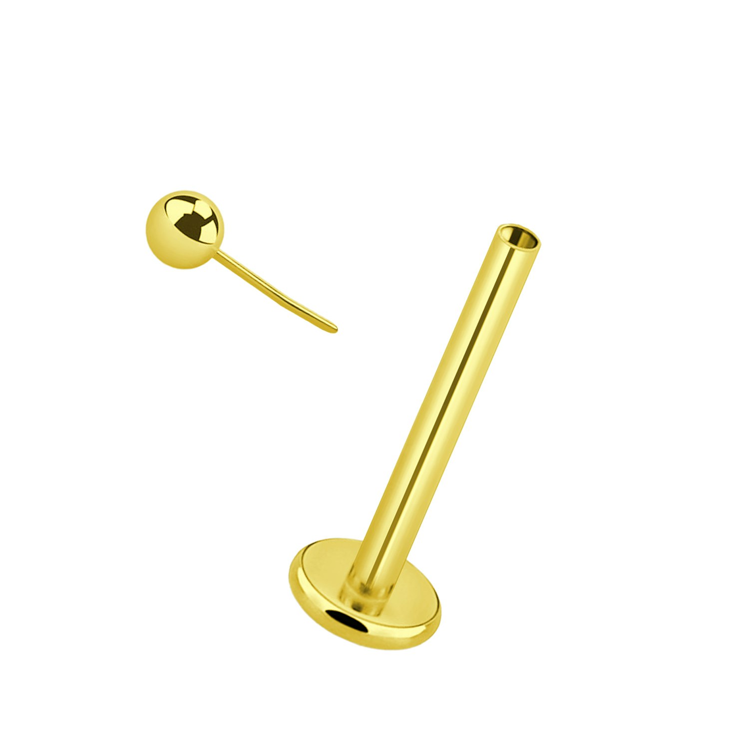 Steril threadless labret i titan 1.2mm med 4mm bas (lös del)