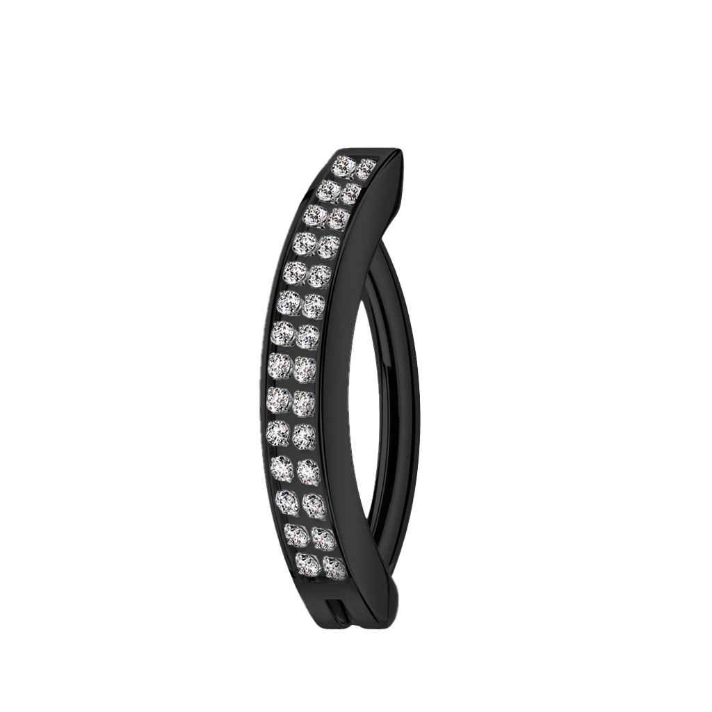Titanium navelsmycke med dubbel cubic zirconia linje - unik design