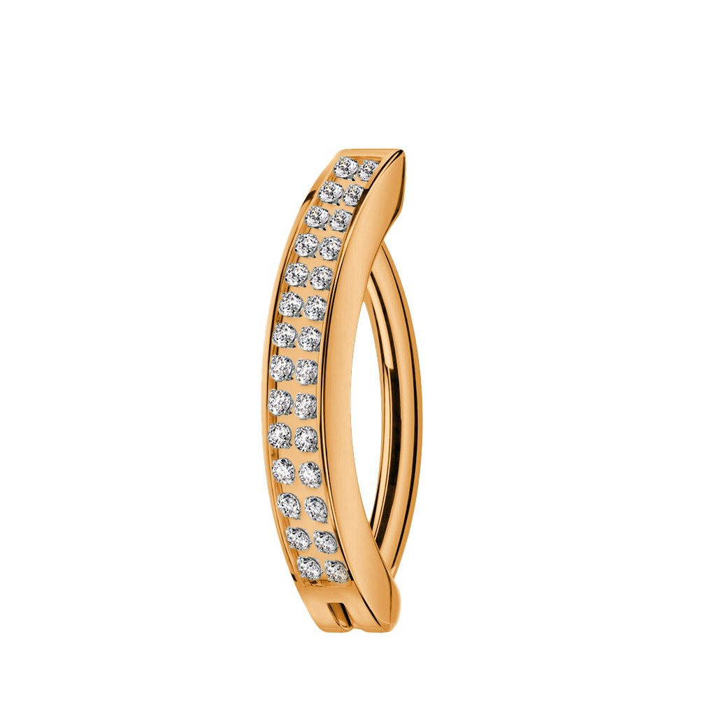 Titanium navelsmycke med dubbel cubic zirconia linje - unik design